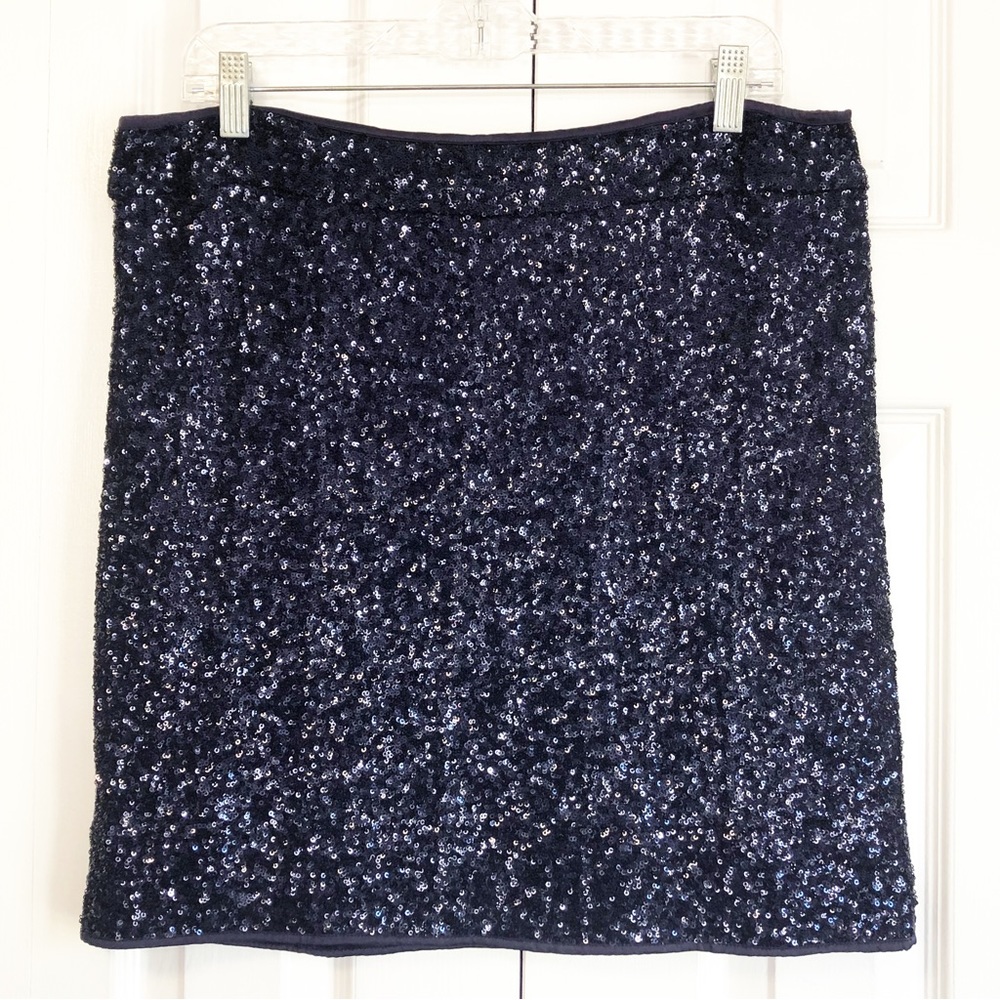 Boston Proper Shiny Purple All Over Sequin Beaded Shimmer Mini Skirt 12